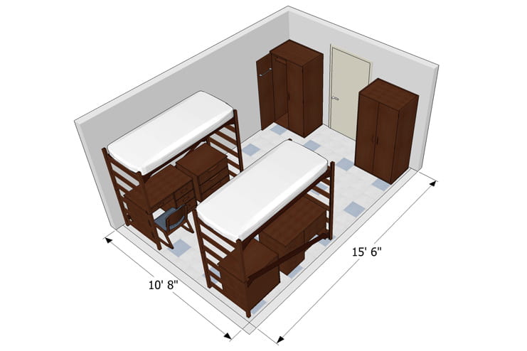 Glenn Hall room detail diagram for a bedroom