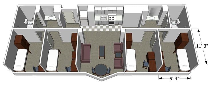 4 Person Room Detail