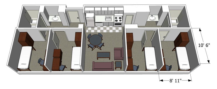 Eighth Street South 4 Person Apartment diagram