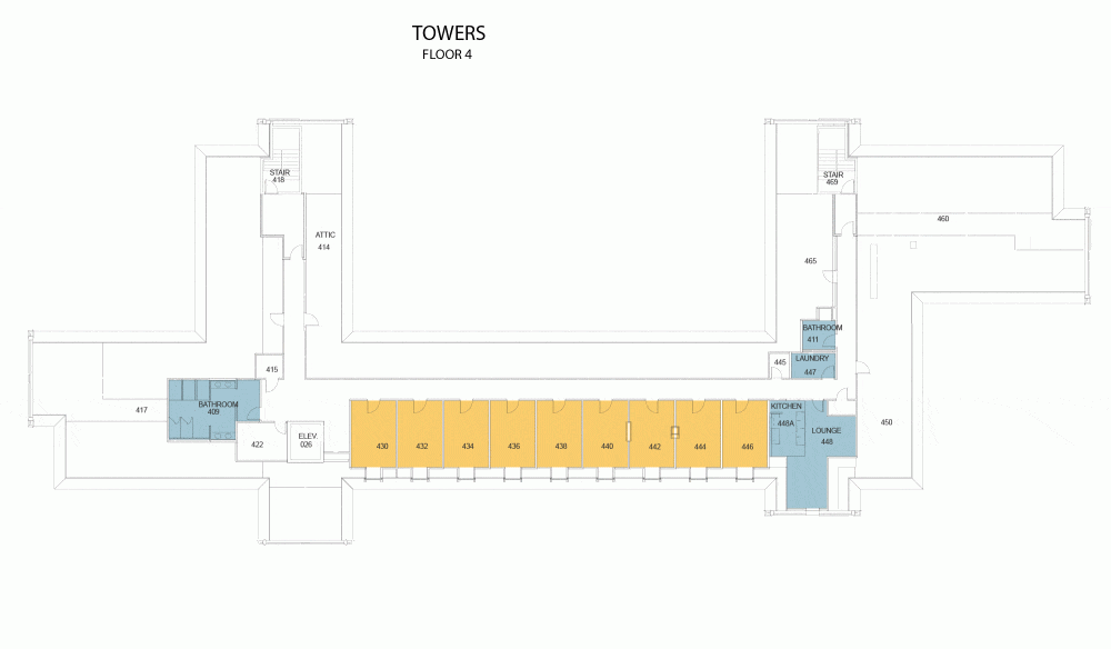 Towers Hall fourth floor plan