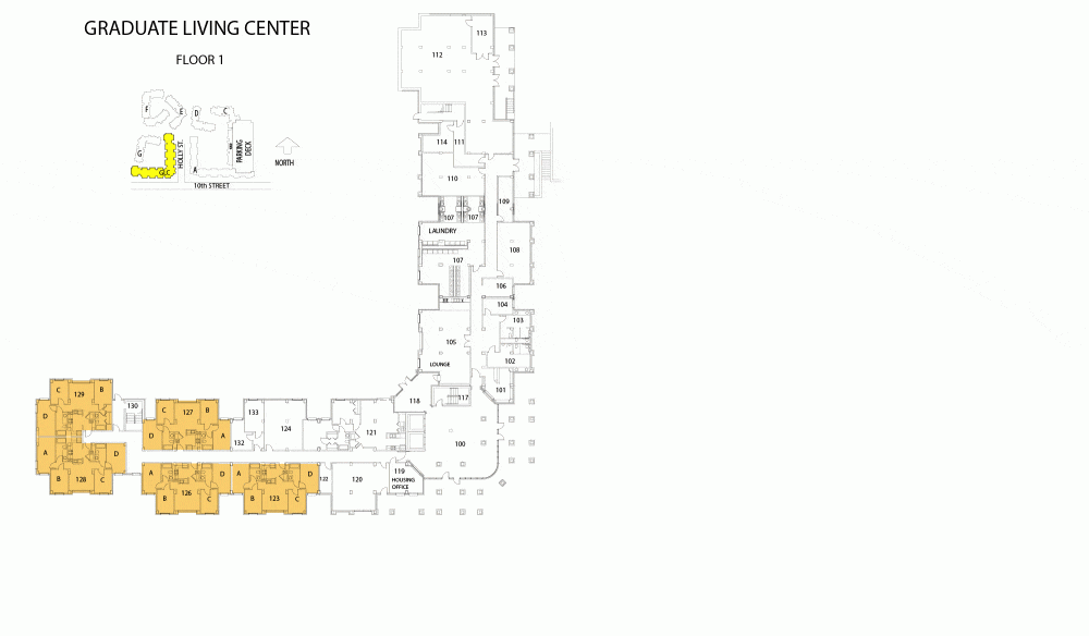 Graduate Living Center first floor plan